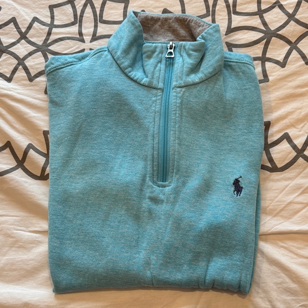 Polo Ralph Lauren Vintage Aqua Heather Classic Preppy Colorful Men’s Quarter Zip